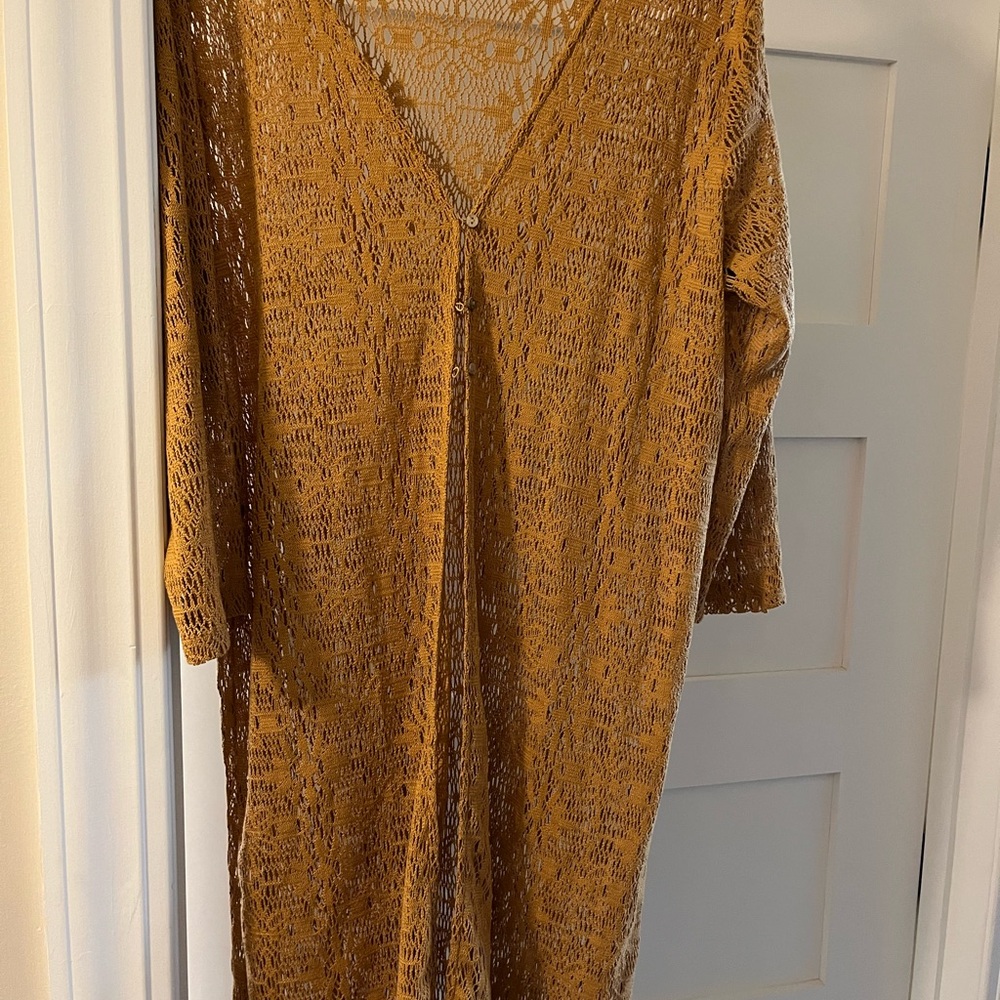 Maurices Golden Crochet Duster Cardigan